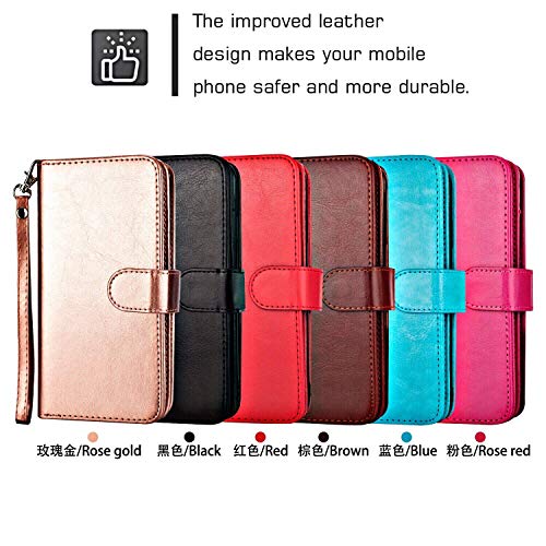 Black Sales Friday Deals Cyber Sales Monday Deals-iPhone 11 Wallet Case [2 in 1 Detachable] Premium Vintage Leather Wallet Case Magnetic Detachable Slim Back Cover Card Holder Wrist Strap(Rose Gold)