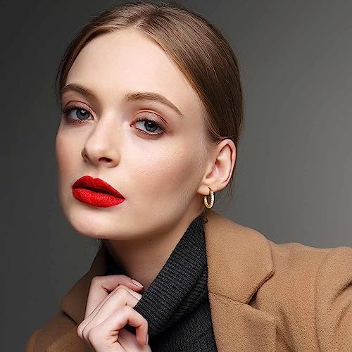Gold Earrings 14K Gold Hoop Earrings for Women with Dual-sided Cubic Zirconia Hoop Earring for Women Sensitive Ears Hypoallergenic Womens Hoops Earring 15/20/30/35mm4