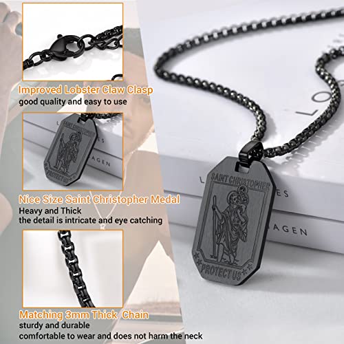 PROSTEEL 316L Stainless Steel Saint St Christopher/Michael Pendant Protecion Necklace for Men, Personalized Engravable Medal Necklace, 22"-24" Adjustable, Come with Box4
