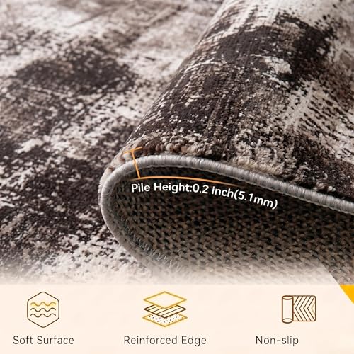 Image of Medallion Vintage Look Carpet for Living Room Bedroom Dining Room | Washable Area Rug with Non Slip TPR Backing | Modern Floor Carpet for Home(Design11-5x7 Feet)