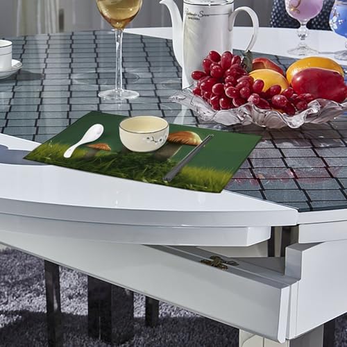 Sets de table antidérapants et lavables motif champignons marron x6 - 5