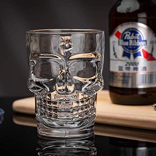 Massive Reckon® "Skull Beer Mug Drinking Glasses with Handle - Set of 4 Clear Glass Mugs, 520ml Each, Great for Beer, Cocktails, Soft Drinks, Parties, Halloween Décor, and Unique Gift Ideas - Image 7 thumbnail