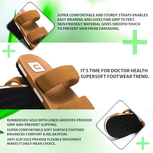Image of DOCTOR HEALTH SUPER SOFT Tan Slipper for Mens Diabetic & Comfortable || Skid Resistant Flip-Flop & Sliders for Mens