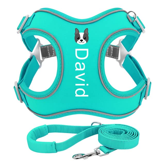 Arnes Perro Conjunto De Correa De Arnés De Perro Personalizado, Arnés De Chaleco Suave Reflectante Sin Tirones, Nombre De Identificación Personalizado Para Perros Pequeños, Medianos Y Grandes Pitbull