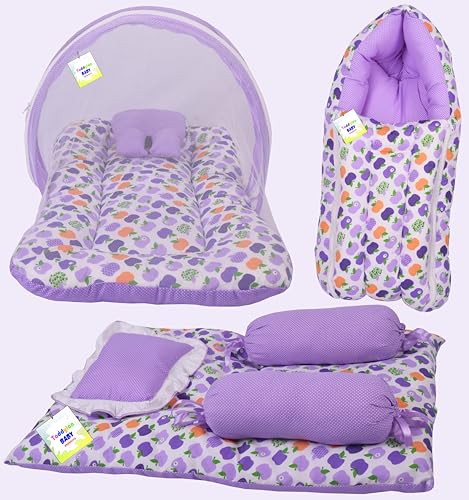 Image of Toddylon Baby Bed New Born Baby Bedding Set | Mosquito Net | Carry Bag | Mattress | Carry Bag | Essentials Combo | Cotton | Infants | Baby Boys & Baby Girls | Beds (0-6 Months) (3PCS Set)