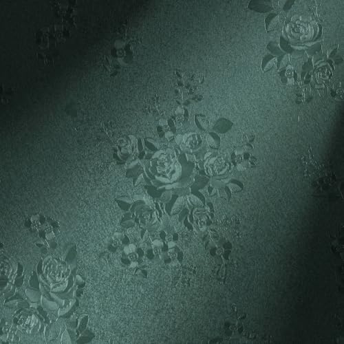Erfoni Papier contact vintage vert foncé de 200 x 45 cm, papier peint épais à motif floral en relief, papier peint autocollant amovible pour armoires, décoration à faire soi-même