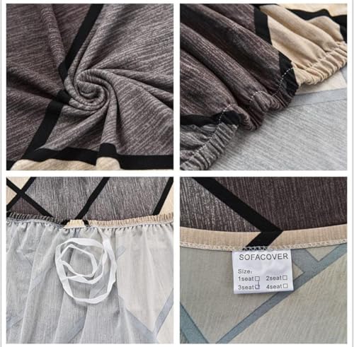 Image of HK 3 Seater Universal Elastic Sofa Cover | 360 Fully Covered Anti-Slip Washable Couch Cover Protector | 140 GSM Stretch Fit Polyester + Spandex Slipcover (180-230cm /SC-014-03)