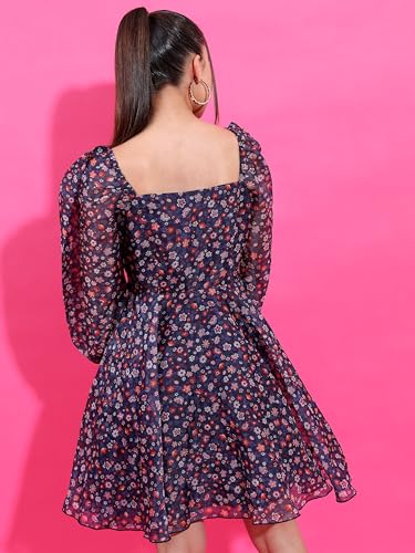 Image of Tokyo Talkies Women's Long Sleeves Sweet Heart Neck Printed Dresses | Stylish| Casual