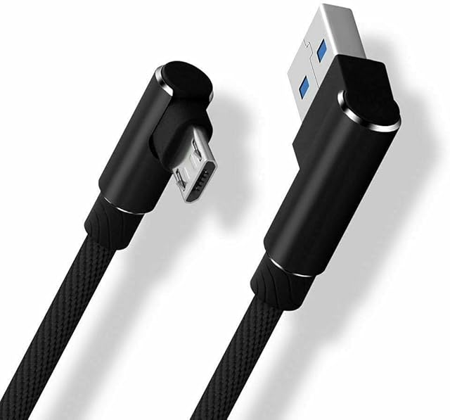 braided 90 Degree Right Angle Micro USB Fast Data Sync Charger Cable- new