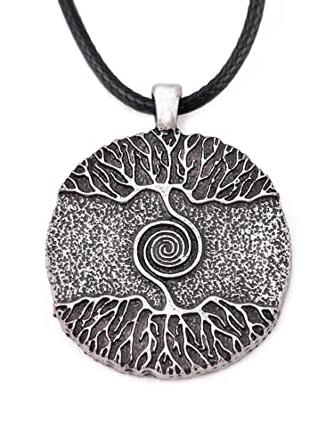 Haquil Yggdrasil Necklace, Viking Norse Tree Of Life Medallion Pendant, Faux Leather Cord, Norse Jewelry Gift #TOP13