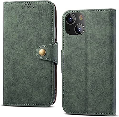 Étui portefeuille iPhone 13 KANUZ vert anti-chute pour éviter les bris d'écran