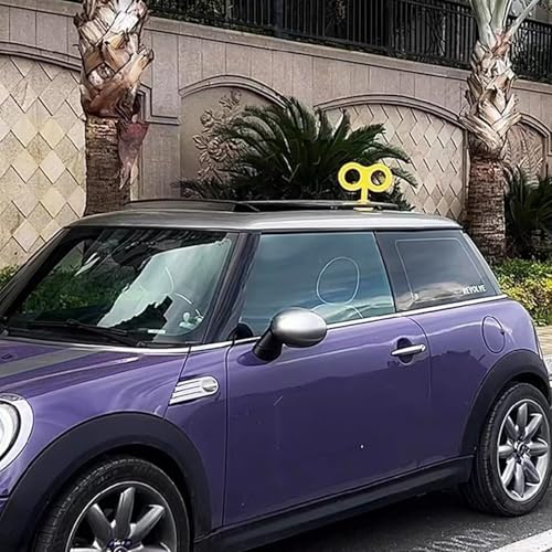 Image of 3D Car Wind Up Key, Cute Clockwork Car Roof Rear /Top /Trunk /Sunroof Decoration Universal Auto Exterior Accessories for DIY Styling & Decoration (Yellow)