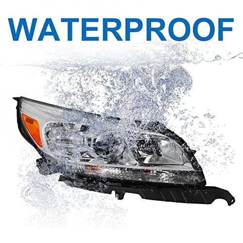 Genful Headlight Assembly Fit For 2013 2014 2015 Chevy Malibu Passenger Side (Chrome Housing Amber Reflector - R) #TOP3