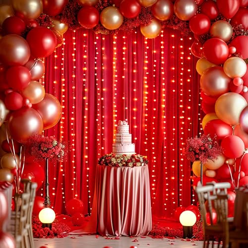 Cortinas fondo rojo 10x10 pies 2 paneles para eventos miniatura 4