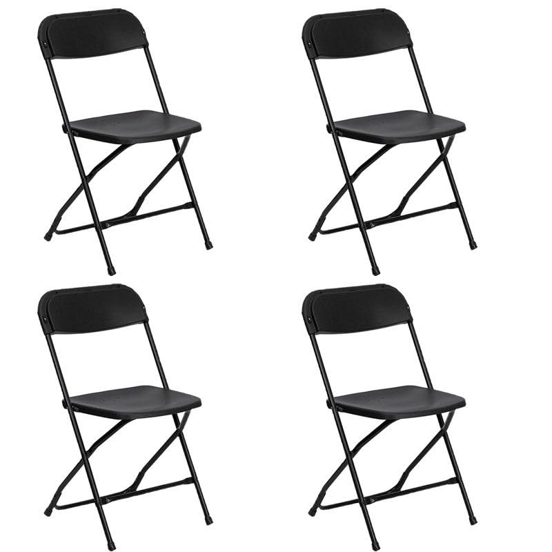 TentandTableHeavy Duty Poly Plastic Stackable Folding Chairs | Black | for Event, Banquet, and Wedding| 700-Pound Capacity | 4 Pack