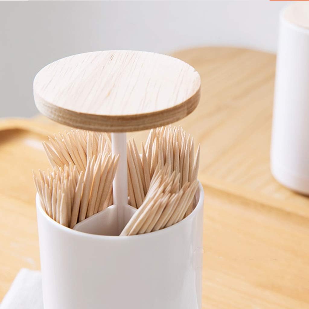 Toothpick Holder,Personality Automatic Pop-up Toothpick Holder Beauty Holder 11 * 6CM, White