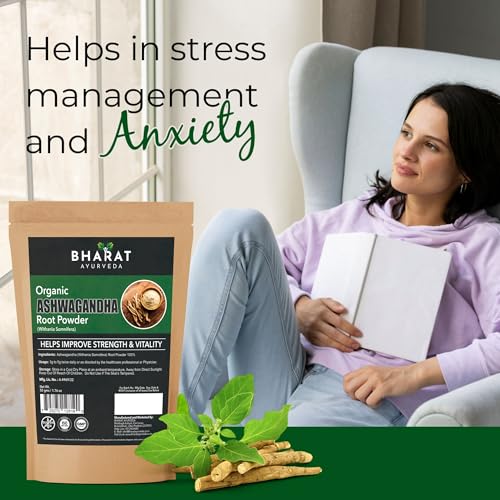 Image of Organic Ashwagandha Root Powder - Pure Herbal Supplement for Stress Relief, Energy & Immunity |Support Strength & Vitality| Pack of 1-50 g