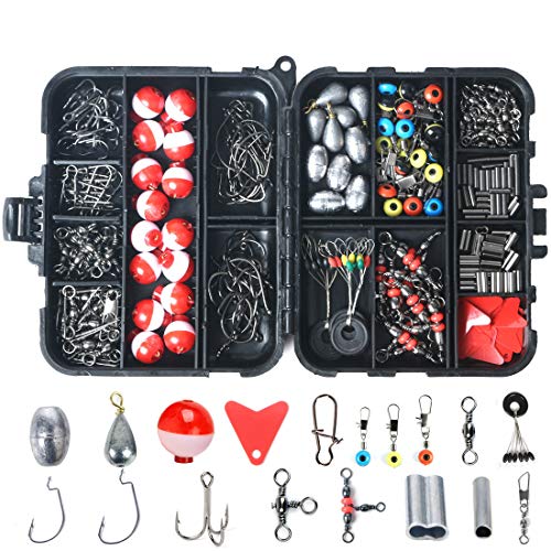 Fast Arrive 263 Pcs Fishing Accessories Kit Set With Fishing Tackle Box Including Fishing Sinker Weight Fish Swivels Snaps Jig Hook Lure Lead