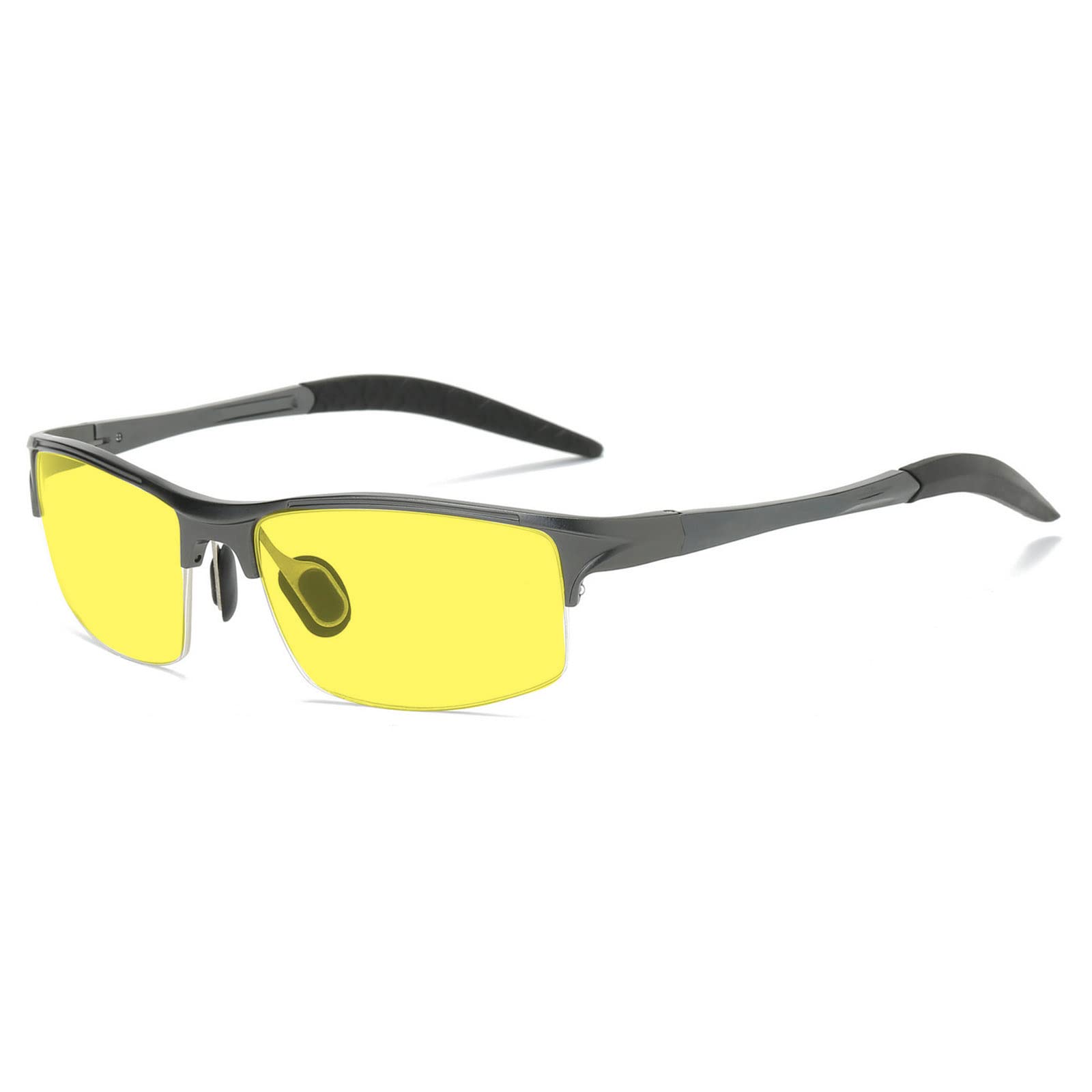 laureles Mens Reading Glasses Full Reader Polarized Night Vision Goggles Half Frame Yellow Lens Eyewear