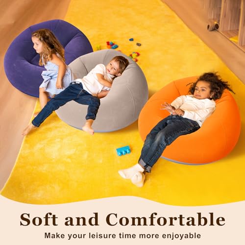 Image of Realspring Inflatable Bean Bag Chairs Outdoor Blow up Camping Chairs Inflatable Lazy Sofa Folding Portable Bean Bag Loungers Couch for Movie Night(Brown, Red, Blue, Orange,4 Pcs)