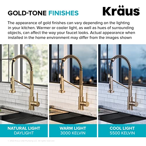 KRAUS Brushed Brass 18 in Touchless Pull Down Kitchen Faucet KSF-1610BB - image 6