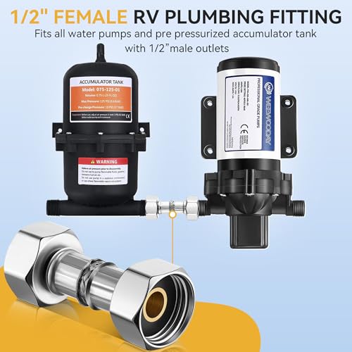 Image of Dreyoo 2 Pack RV Plumbing Fitting, 1 /2 Inch to 1 /2 Inch Metal Straight Adapter, RV Plumbing Hardware for Connecting Water Pump and Accumulator Tank