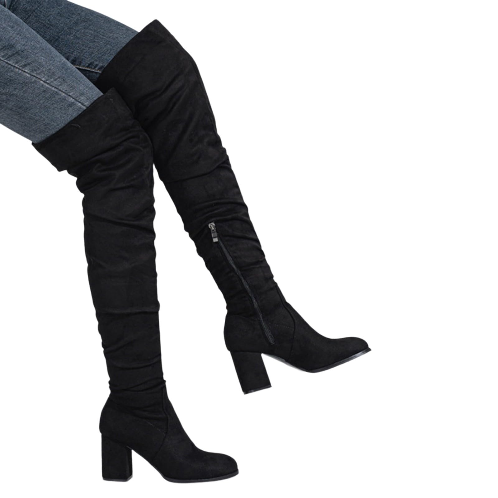 Stiefel Damen Weitem Schaft Langschaft Winter High Heels Flach Weitschaftstiefel Sexy Bootsschuhe Mit Absatz Hohe Schuhe Gothic Knee Boots Kniehohe Größe 35-43