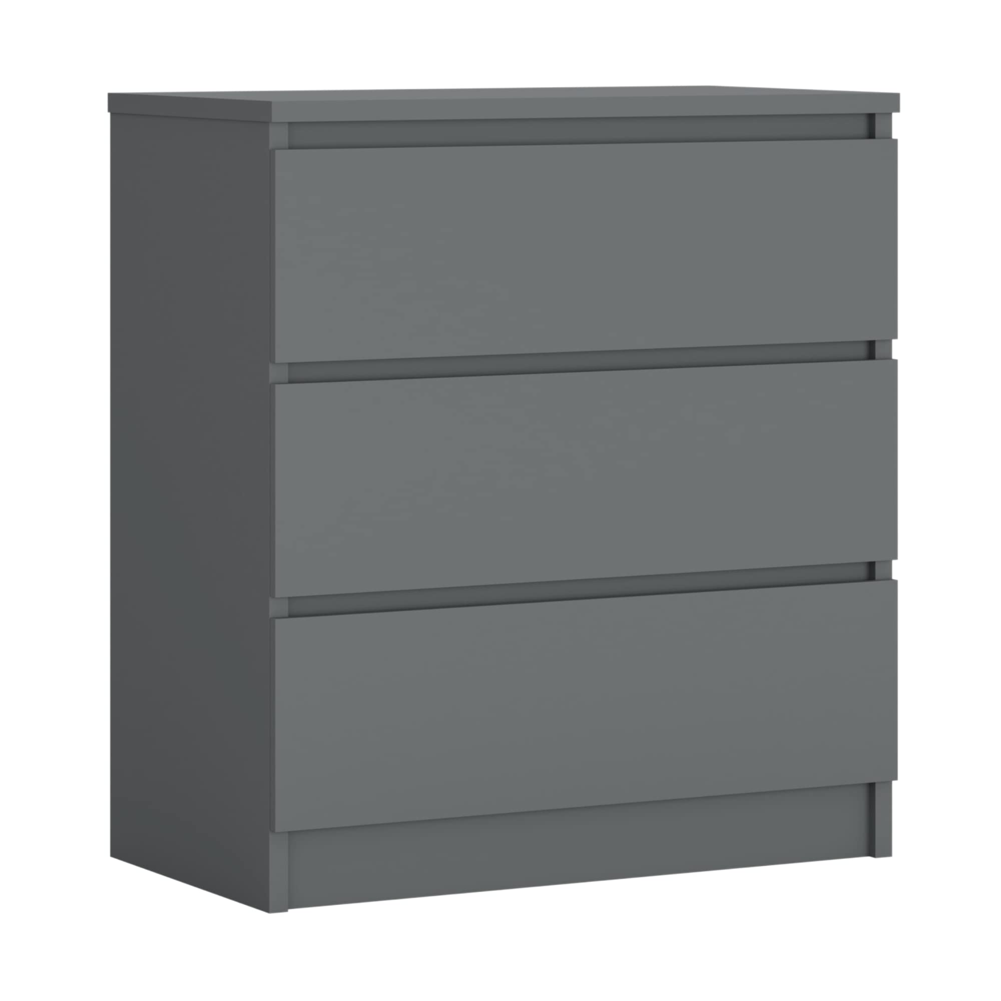 3E 3xE living.com Komodenschrank mit 3 Schubladen, Farbe: ANTHRAZIT, A: 70 x 78 x 39 cm