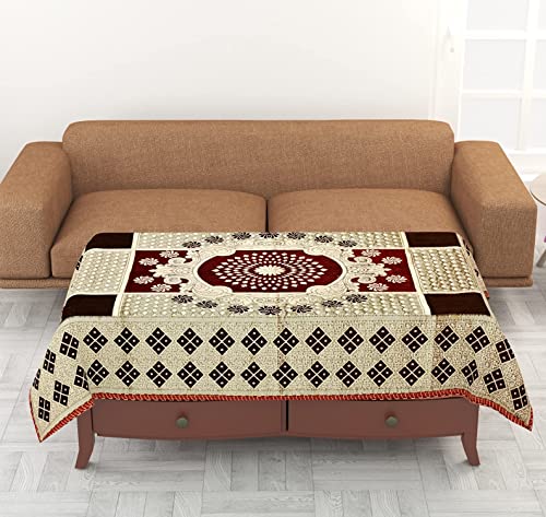 Image of SAWNA Homes 5 Seater Sofa Cover with Centre Table Mat | Chenille & Jackquard Sofa Panel 16 Pcs Set with Arm Cover 3+1+1 | 3+2 Seater Couch Cover for Living Room, Mehroon