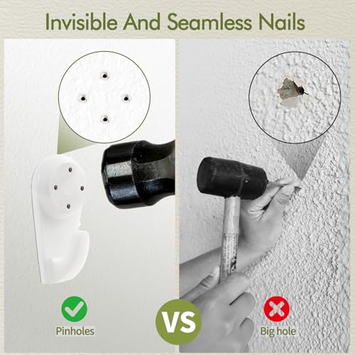 Image of 50PCS No Drill Concrete Hooks Heavy Duty Invisible Picture Hanger Nails | 22Lbs load capacity, suitable for concrete walls, stucco and hard surfaces, practical wall hanging accessories for home use