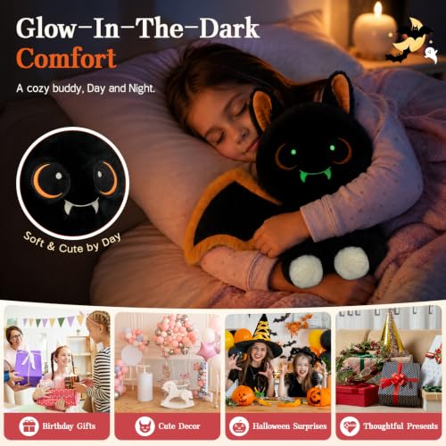 Image of MorisMos Bat Plush Glow in the Dark, Halloween Stuffed Animal Bat, 14 inch