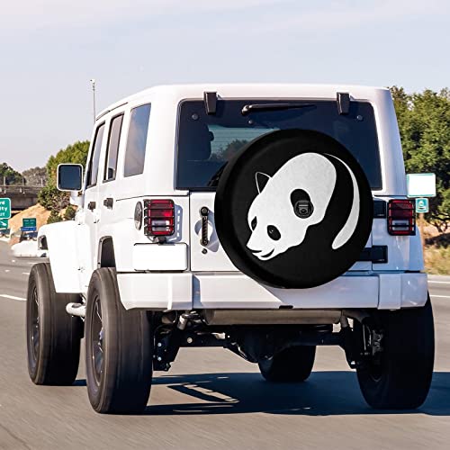 Image of Delerain Panda Spare Tire Cover with Backup Camera Hole Wheel Protectors Sun Protector Waterproof for Jeep Trailer RV SUV Truck and Many Vehicle(16 Inch for Diameter 29 inch-31 inch)