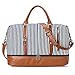 S-ZONE 45L Reisetasche Canvas PU Leder Weekender Tasche Travel Duffle Bag Handgepäck Handtasche Schultertasche mit Abnehmbar Schulterriemen für Reise Urlaub Wochenende Gym