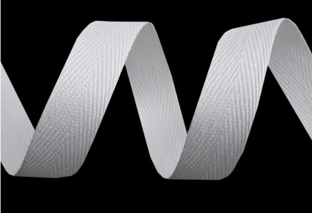 cyclingcolors Twill Tape Bias Binding Cotton Webbing Herringbone Ribbon Width 14 mm x Length 50 m White