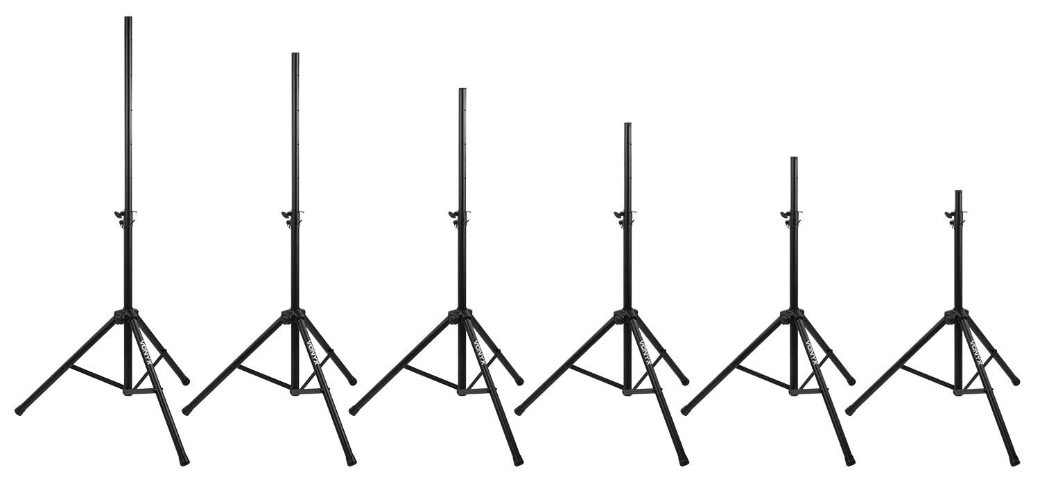 Vonyx LS04 Pied d'Enceinte Pliable, Hauteur Réglable 136-200cm, Insert 35mm, 80 kg Max., Trépieds à Embouts en Caoutchouc, Excellente Stabilité, Idéal pour Bien Diffuser Le Son en Hauteur