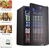 [page_title]-Getränkekühlschrank und -kühler - Minikühlschrank mit Glastür, kleiner Getränkeautomat für Sodabier oder Wein, 120-Dosen-Kapazität für Zuhause oder Bar, mit verstellbarem abnehmbarem Regal
