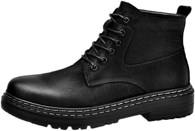 Shoes Men's Fashionable Thick-Soled Round-Toed Leather Boots Comfortable Versatile Lace-up Oxford for Shopping Driving Traveling Men High-top Soft-Soled