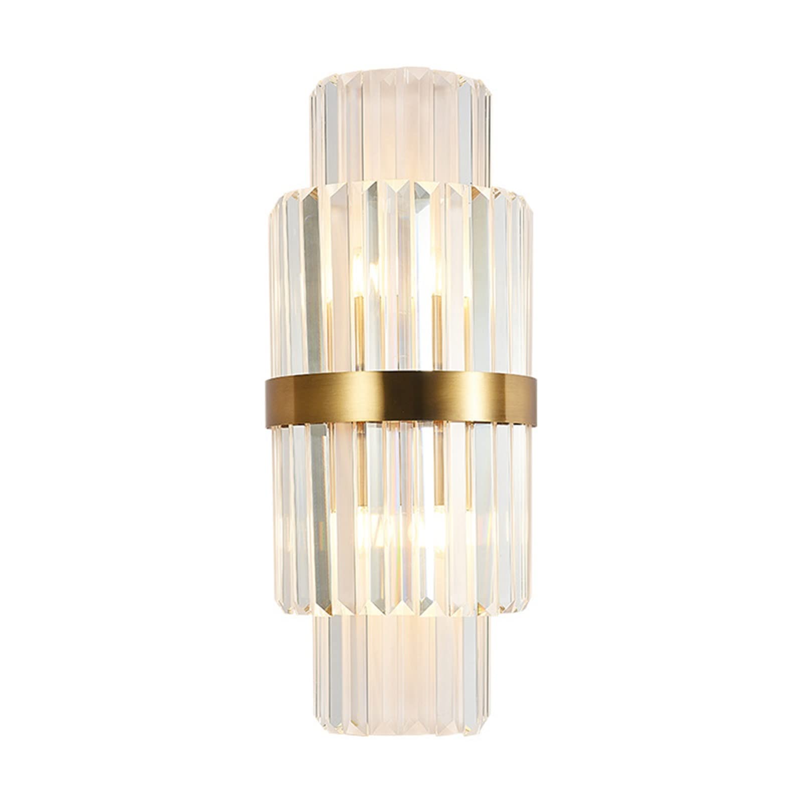 KBUUKYYXouy Wall Sconce Modern Wall Lamp & Sconces Creative Crystal Wall Light Elegant Metal Cylindrical Wall Mounted Lighting Fixture Clear Crystal Shade in Brass for Bedr,A(A)