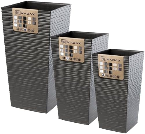 Vanage Kunststoff Pflanzkübel in grau Blumenkübel für drinnen und