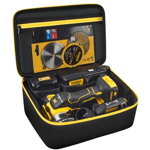Bolsa compatível com DEWALT 20V MAX Cut Off Tool 3 em 1 sem escovas (DCS438B), estojo de armazenamento organizador para carregador, baterias, roda de corte e outros acessórios (apenas caixa)