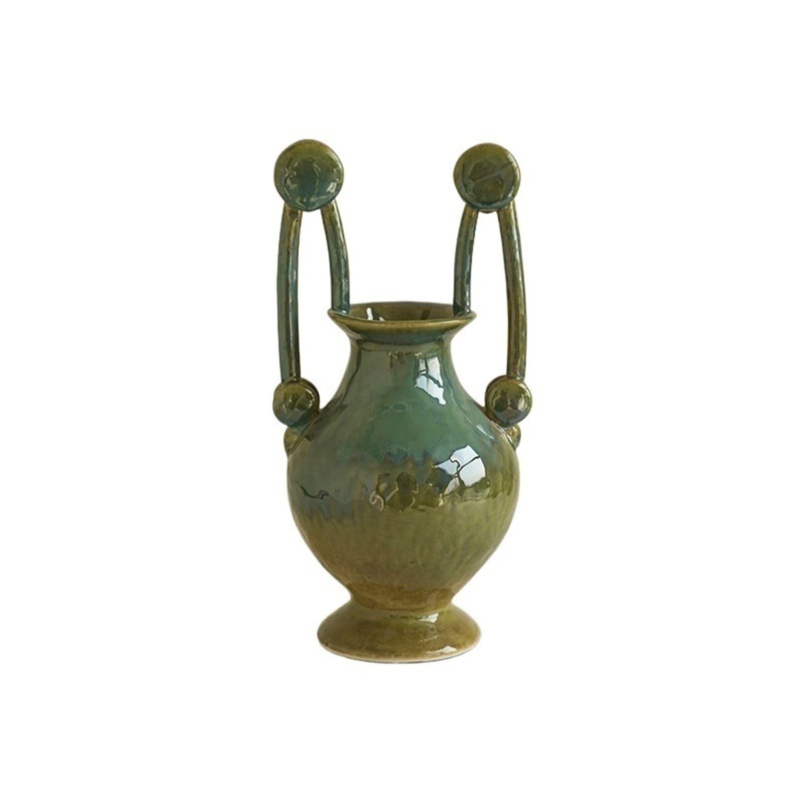 Wazon na kwiaty Vintage ceramiczny wazon z podwójnymi uszami Ozdoba do salonu Wyposażenie domu, 16,5 * 14 34 cm