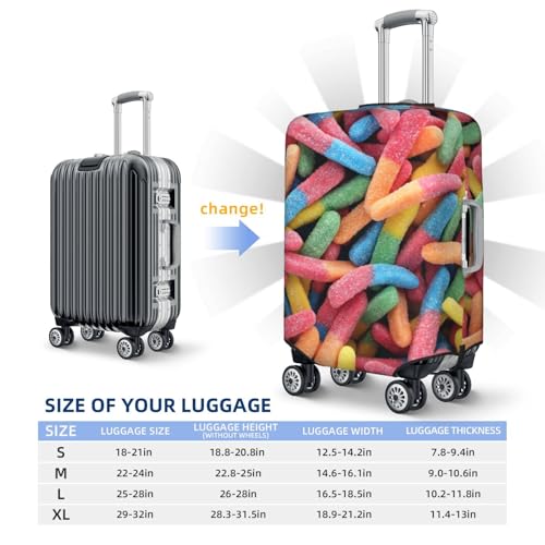 Sour Gummy Worms Luggage Cover, Protective Washable Suitcase Cover - Travel High Elastic Fibers Suitcase Protector Fits X-Large3