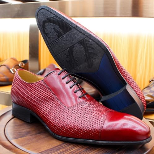 Santimon Men’s Crocodile Leather Dress Formal Oxfords, Fashion Stylish Lace-Up Shoes for Office, Wedding & Business3