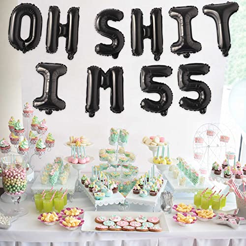 Image of Oh I'm 55! Latex Balloons 16 Inch Black Hallo Twenty Five Cheers to 55 Years Old Theme Decor for Man Woman Happy 55th Birthday Party Photo Studio Prop Flag Decorations Favors Supplies