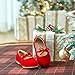 ESTINE Girls Dress Mary Jane Shoes Toddler Ballet Flats Flowers Girl Fashion Princess Shoes(311-Red, 7M)