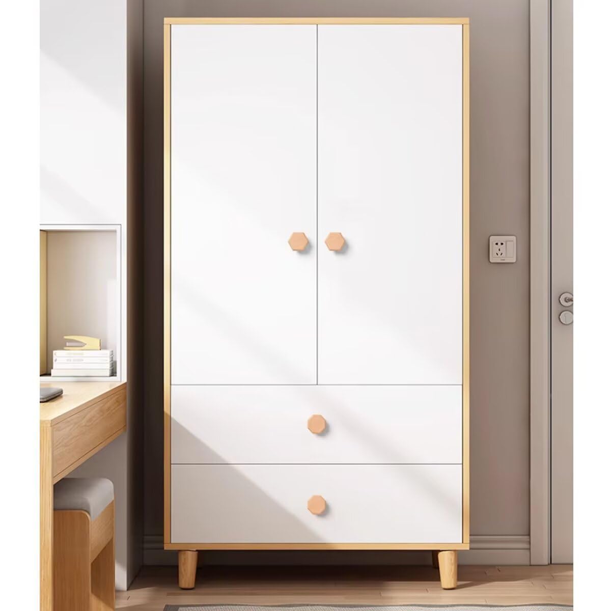 60 mm Schubladenknäufe, unlackiert, sechseckig, Schranktürknäufe, Holzgriffe für Schrank, Ersatzknöpfe für Kleiderschrank, Möbel, Küche, große Größe, 10 Stück