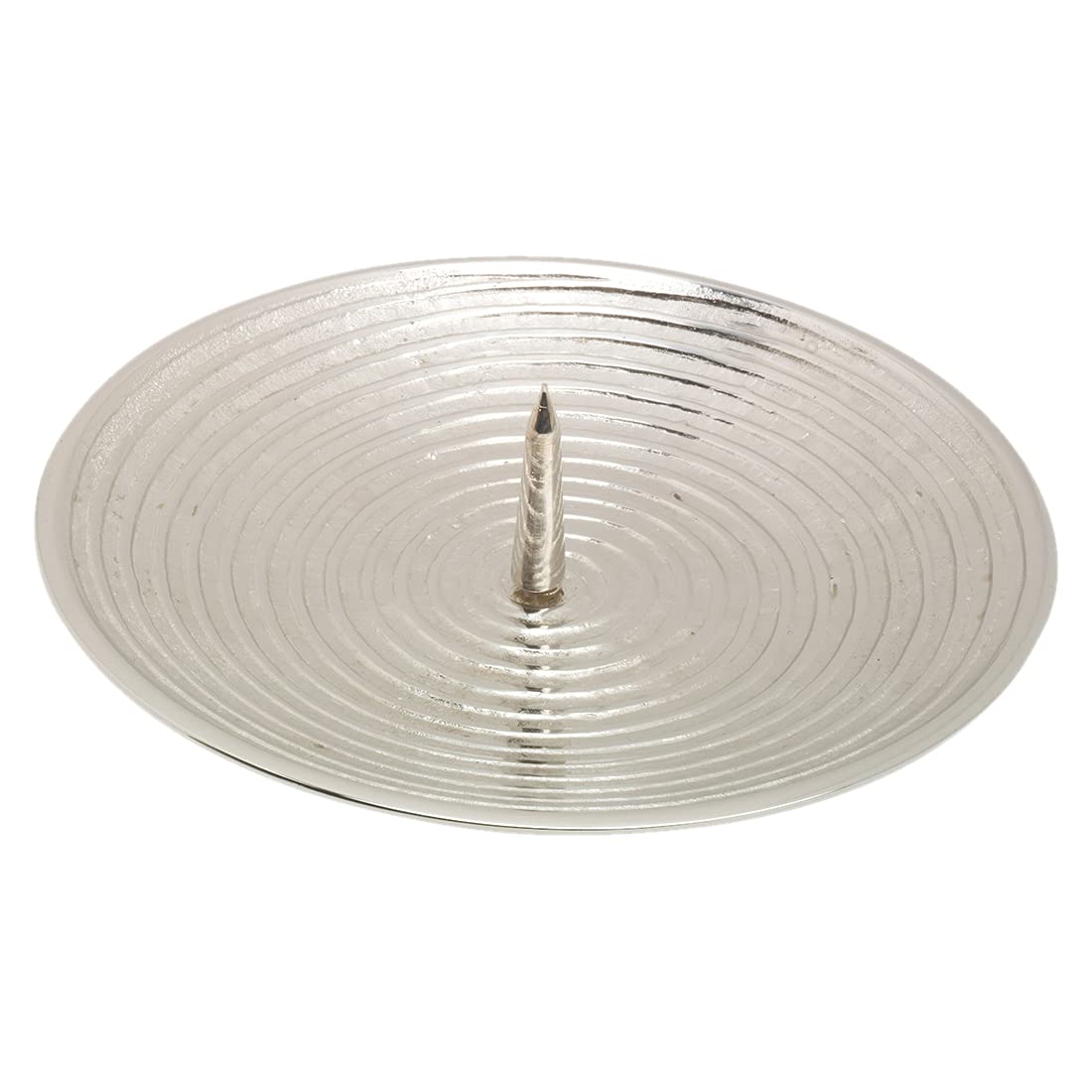 Nklaus Silver Grooved Candle Plate With Spike Ø 15Cm Brass Nickel Plated Coaster Decoration Spiral Design 10627