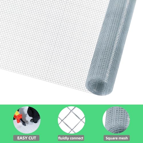 CCLIFE Hühnerzaun Geflügelnetz , Maschenweite 6.3 mm , Höhe 100 cm , Länge 2/5 m , Verzinkt Silber