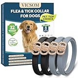 Flea and Tick Collar for Dogs 4 Pack, 32 Months Prevention, Waterproof, Adjustable for Small Medium Large Dogs Puppies (Black and Grey)