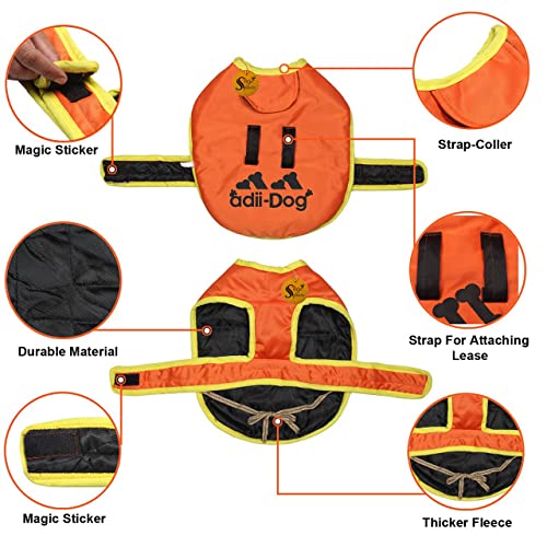 Image of Sage Square Trendy Design meets Cozy Comfort - Your Dog's Must-Have Winter Fashion Statement, Prited Stylish Dog Vest, Windproof Dog Coats (Large - 26 Inches, Orange Adiidog)